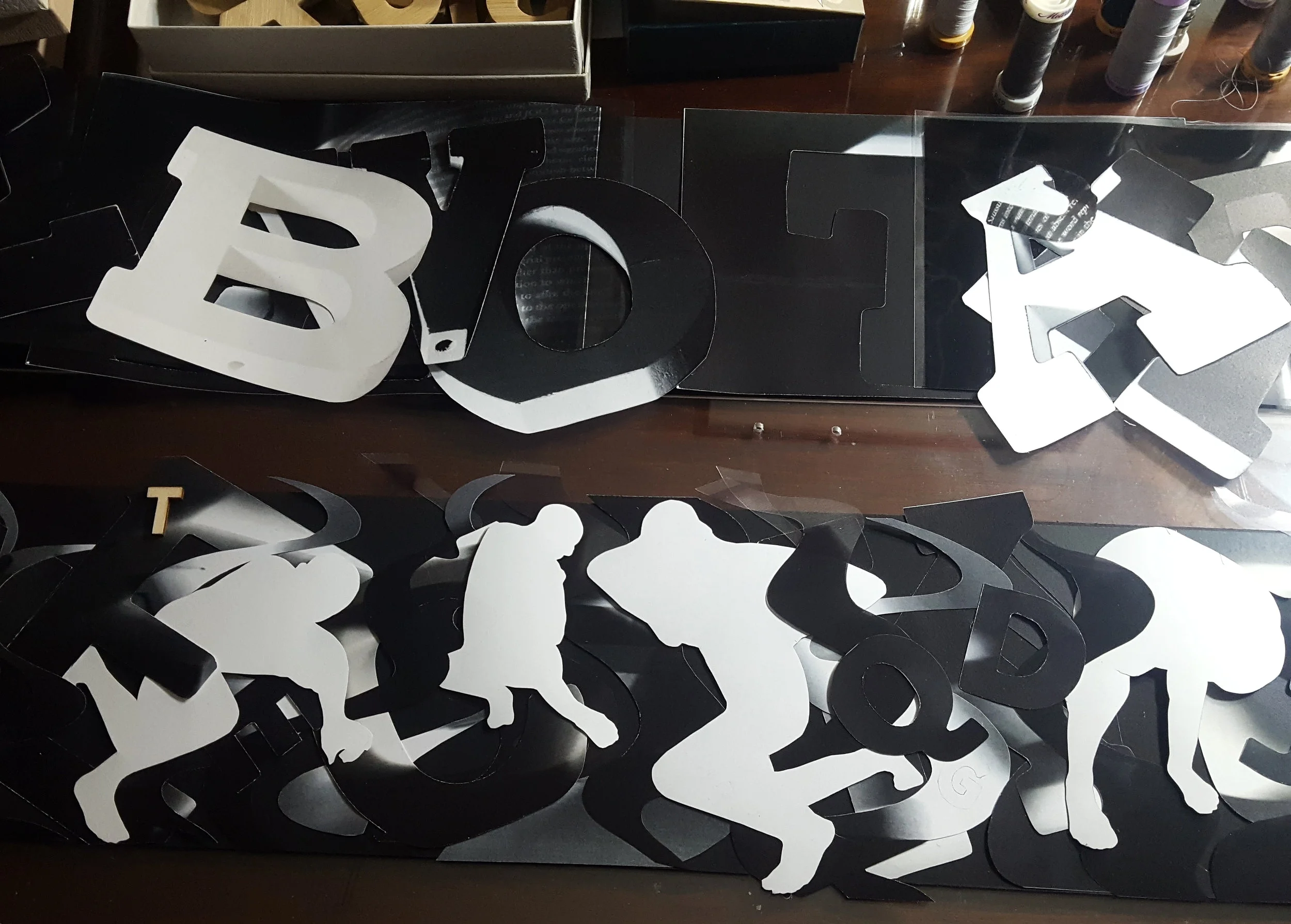 A view of Cynthia's work in progress in her studio.