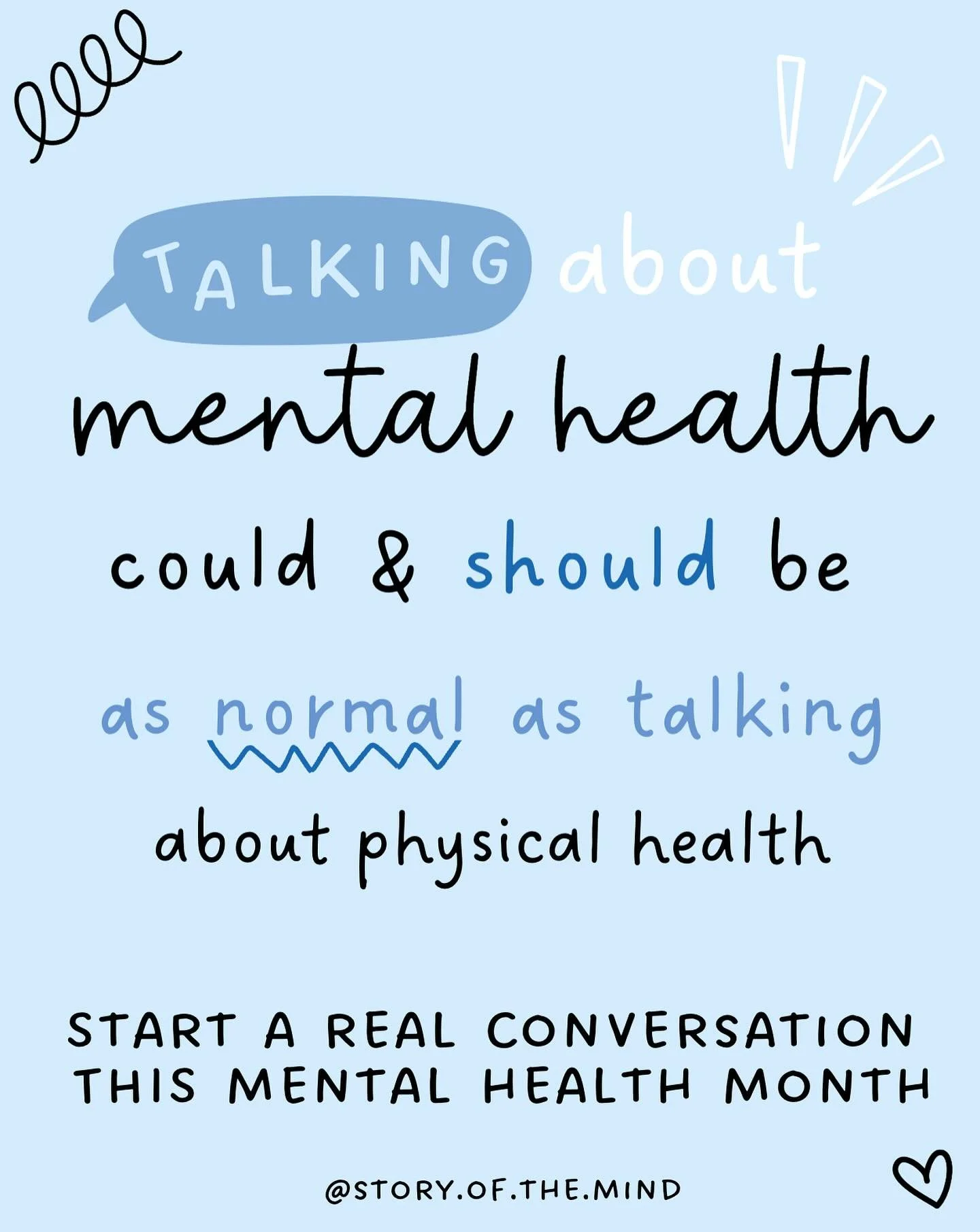 Talking about mental health could and should be as normal as talking about physical health

Start a real conversation this mental health month.

#autism&nbsp;#actuallyocd&nbsp;#anxiety&nbsp;#bipolar&nbsp;#depression&nbsp;#inspiration&nbsp;#loveyourse