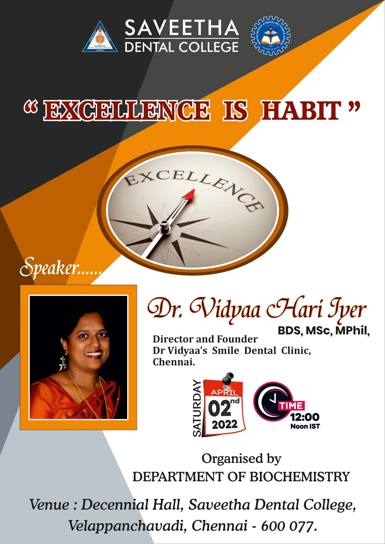 Guest Lecture on "Excellence is Habit "