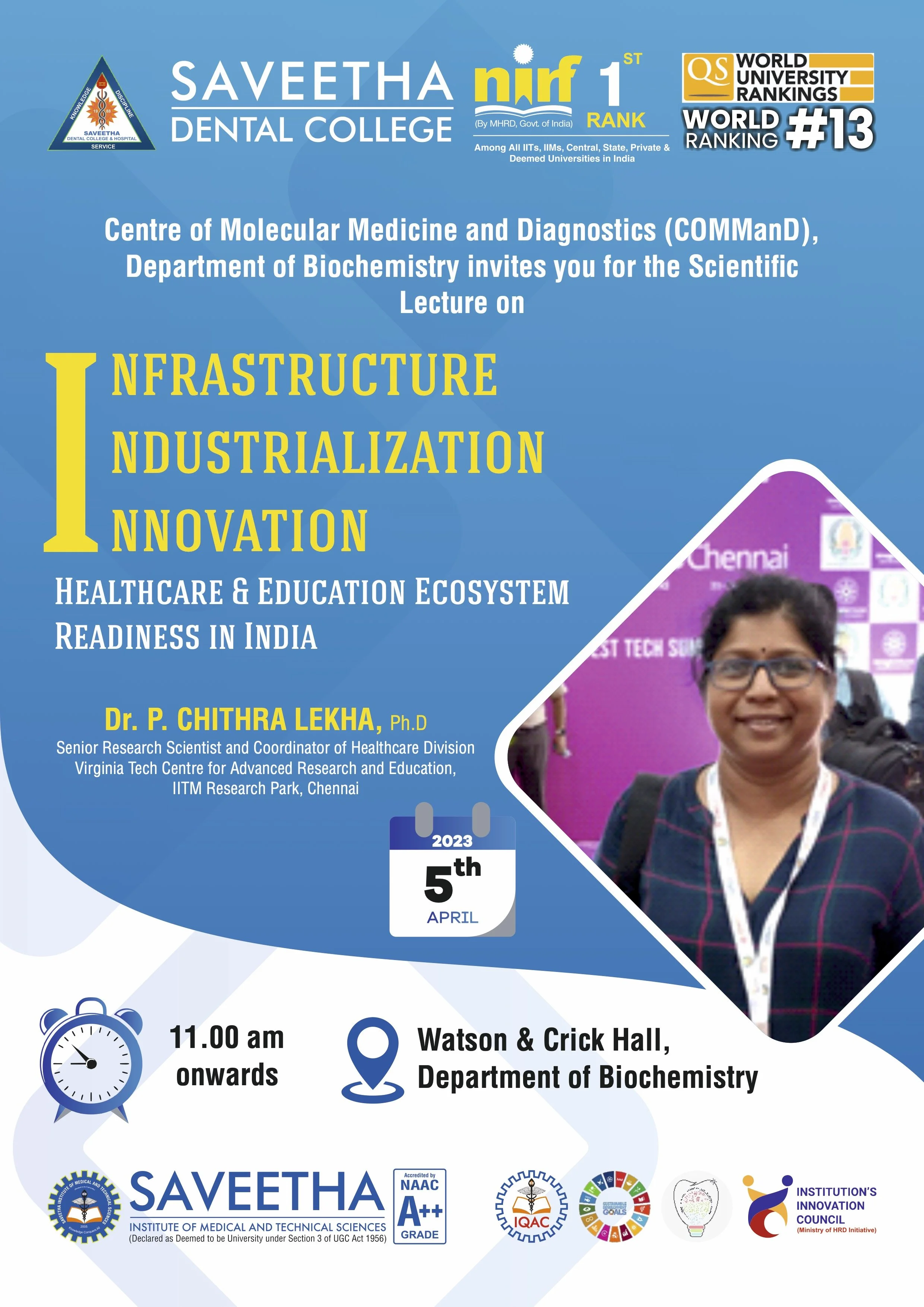 Scientific Lecture on “Infrastructure, Industrialization, Innovation- Healthcare and Education Ecosystem Readiness in India”