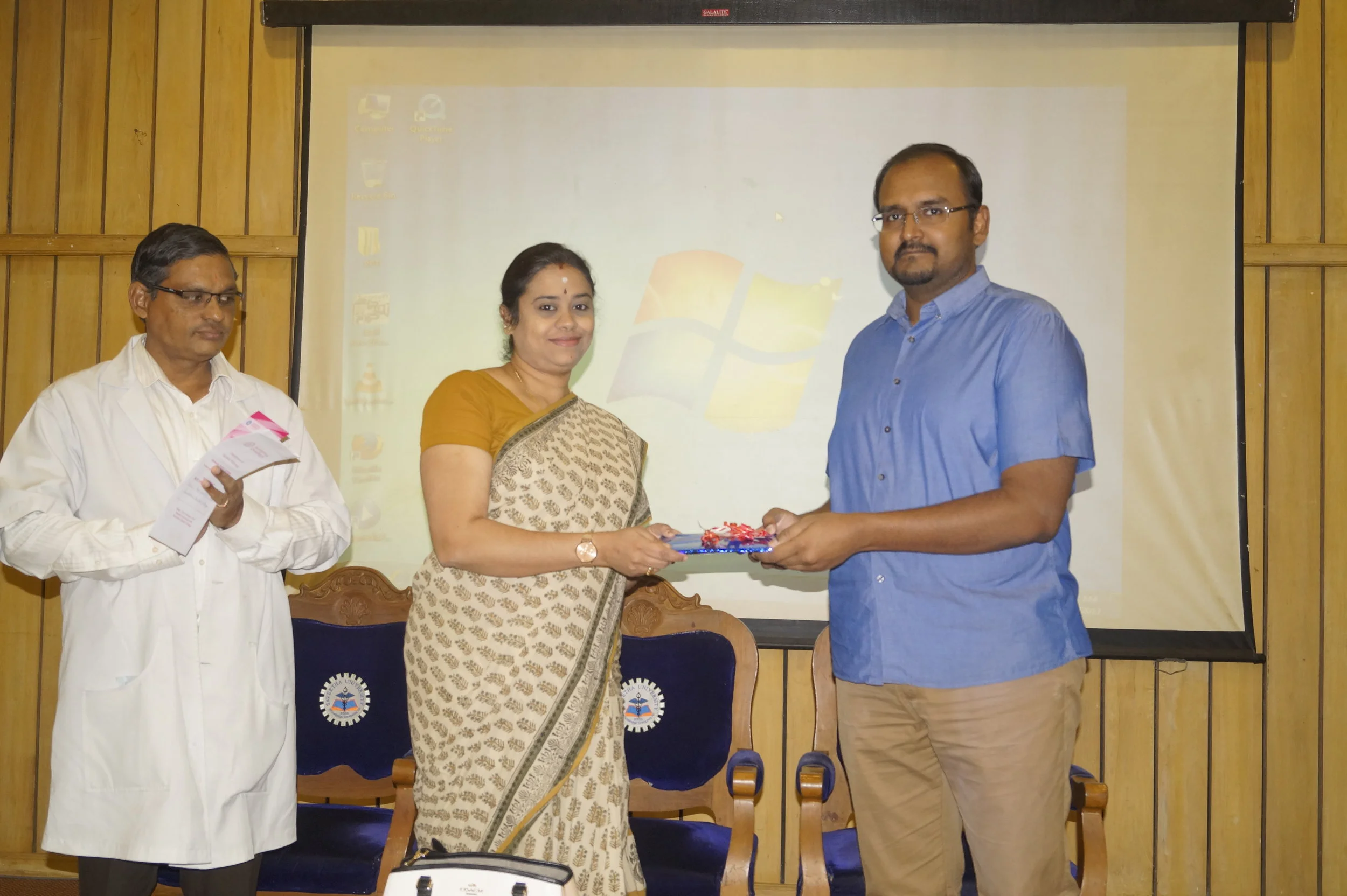 Our Director of academics felicitating the Chief Guest Dr. Vijayalakshmi, Adyar Cancer Institute.