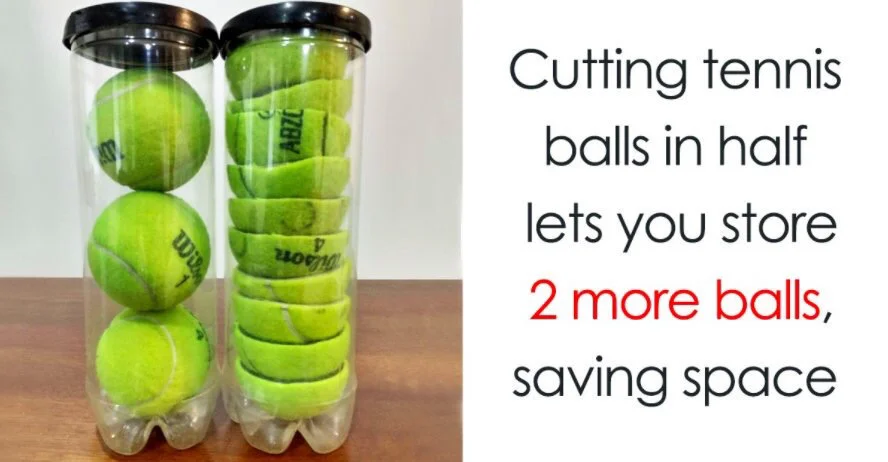 Cut Tennis Balls in half