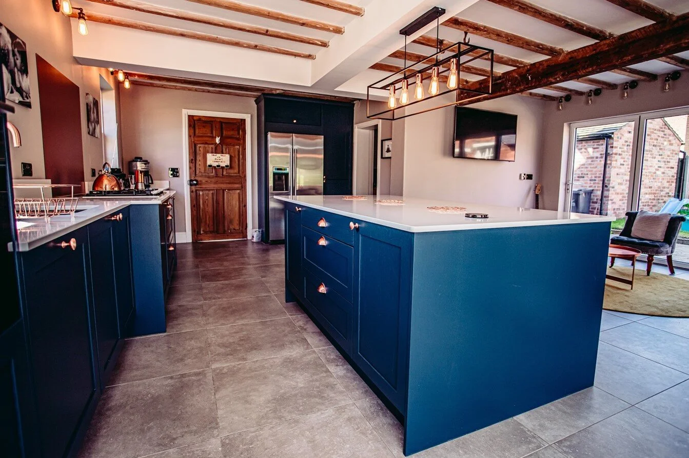 blue kitchen cabinet pulls