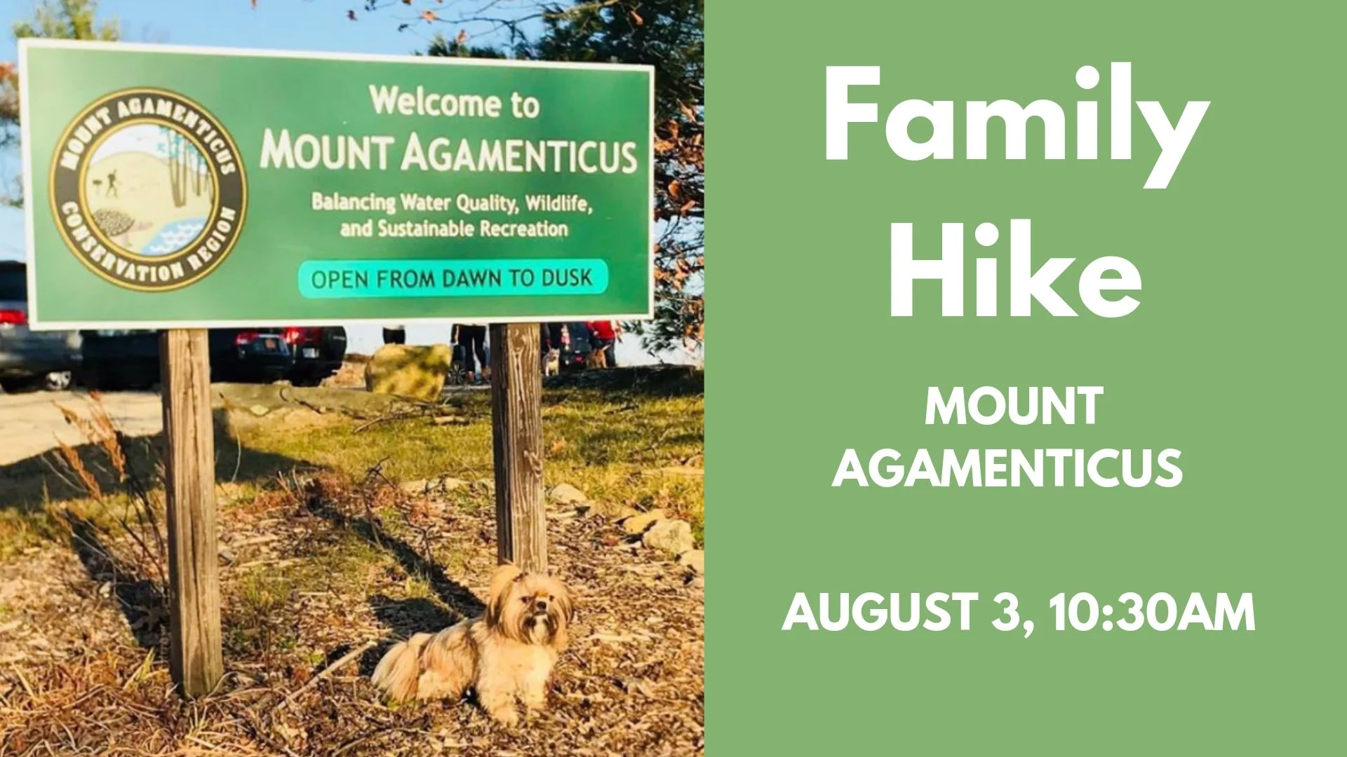 BRING THE FAMILY ALONG FOR THIS EASY HIKE UP MOUNT AGAMENTICUS. MEET AT 10:30AM TO START HIKING AT 10:45AM. FOR MORE DETAILS AND TO RSVP VISIT OUR FACEBOOK EVENT. CLICK HERE TO GO TO OUR PAGE.