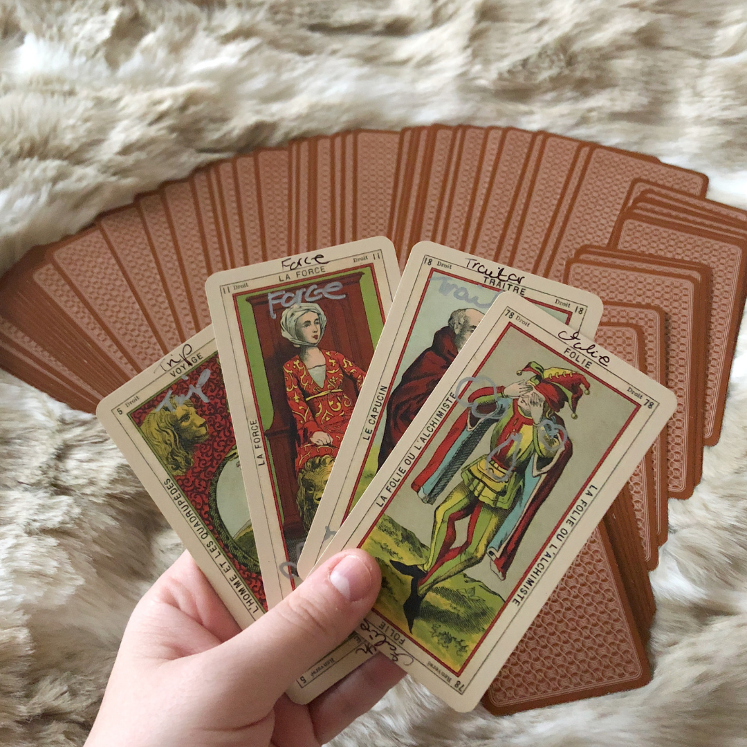 Example of the Grand Etteilla Tarot ancient Tarot card deck - Folie (The Fool).png