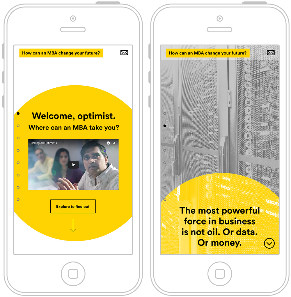Mobile views of intro section