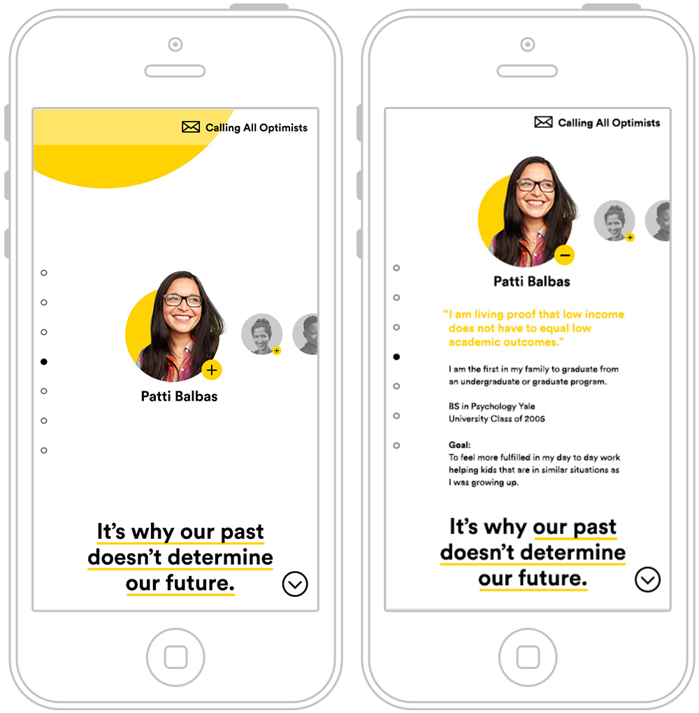 Mobile views of Testimonials area