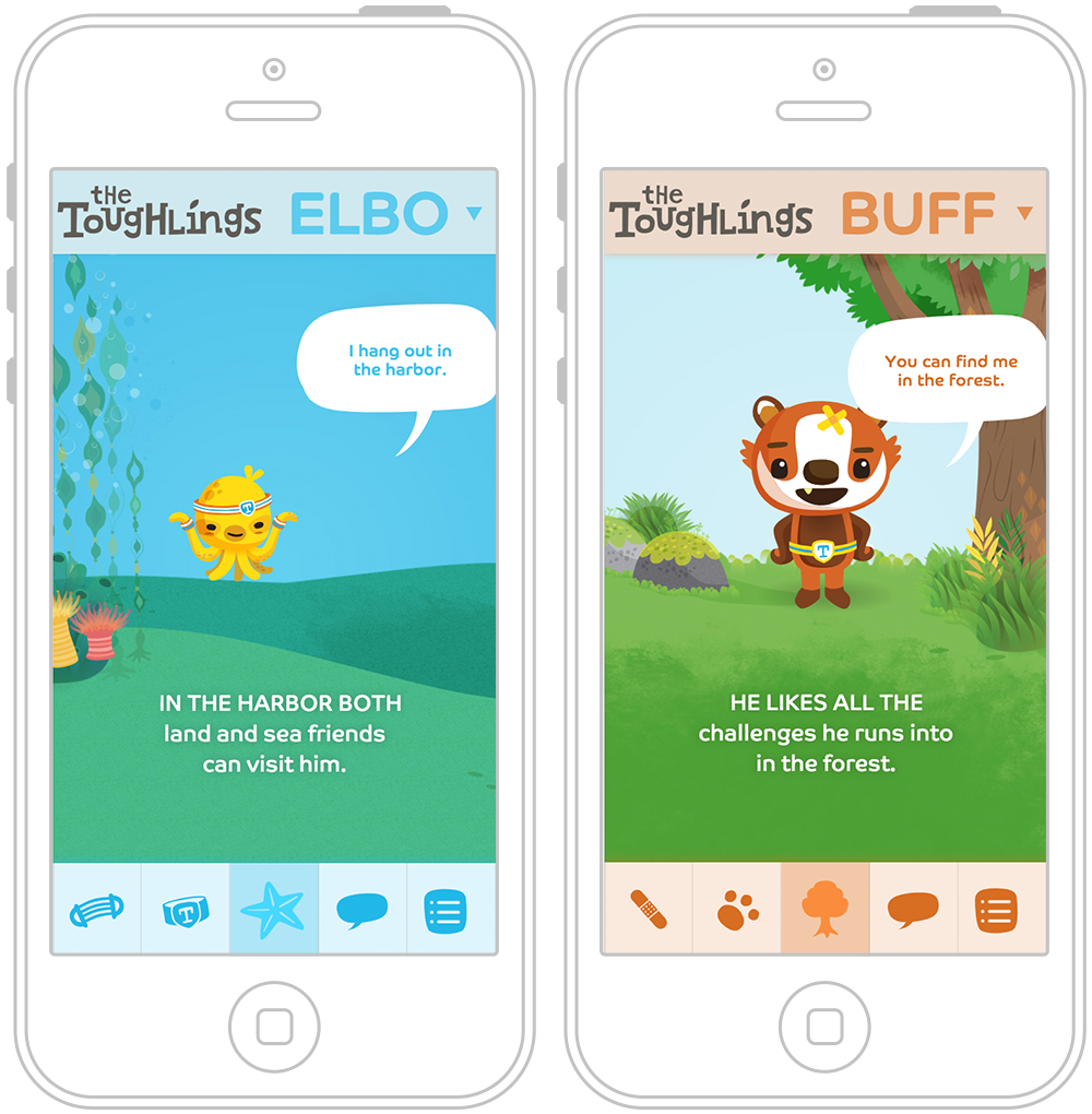 Mobile views of Elbo and Buff