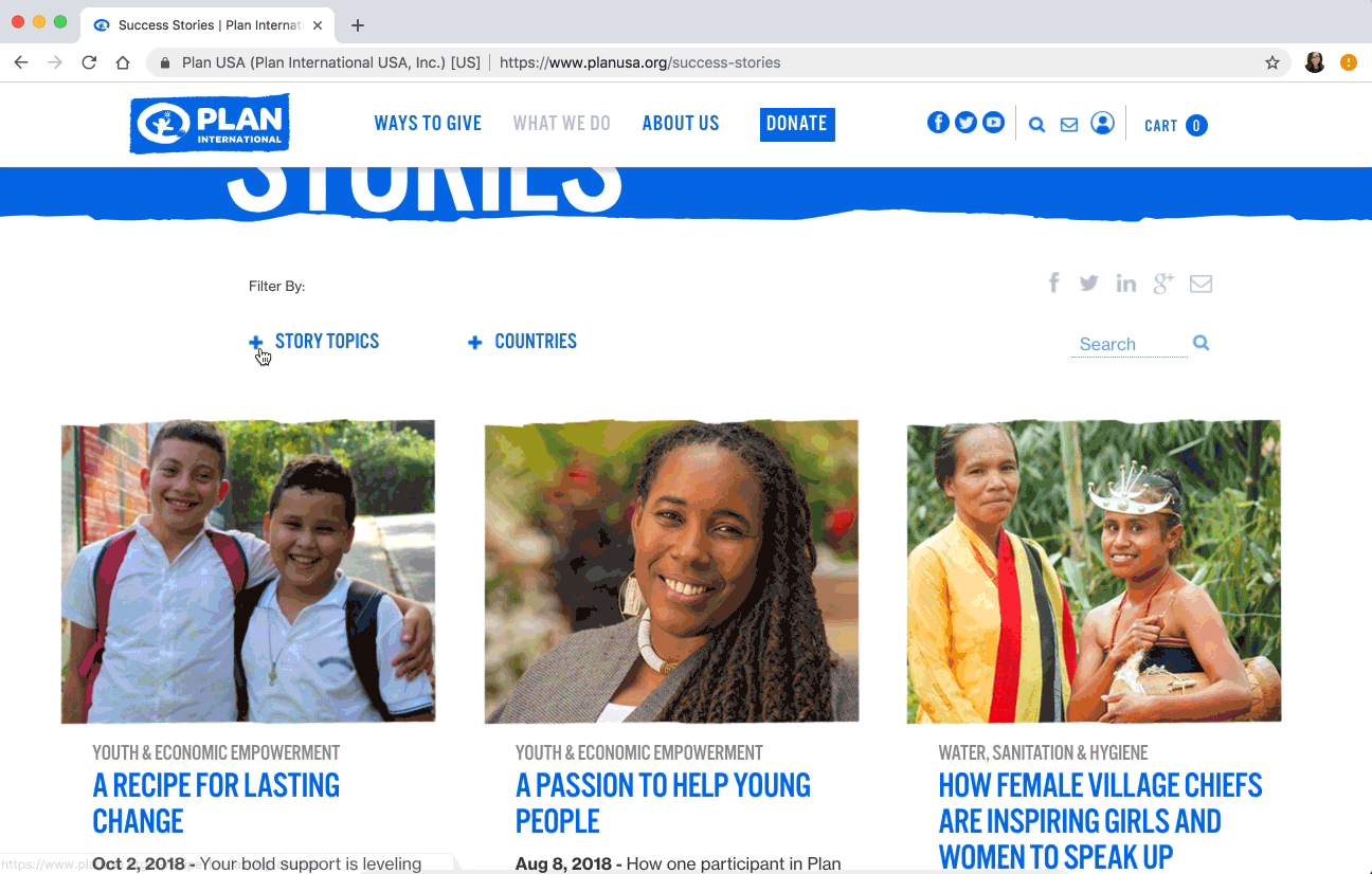 Success Stories filters