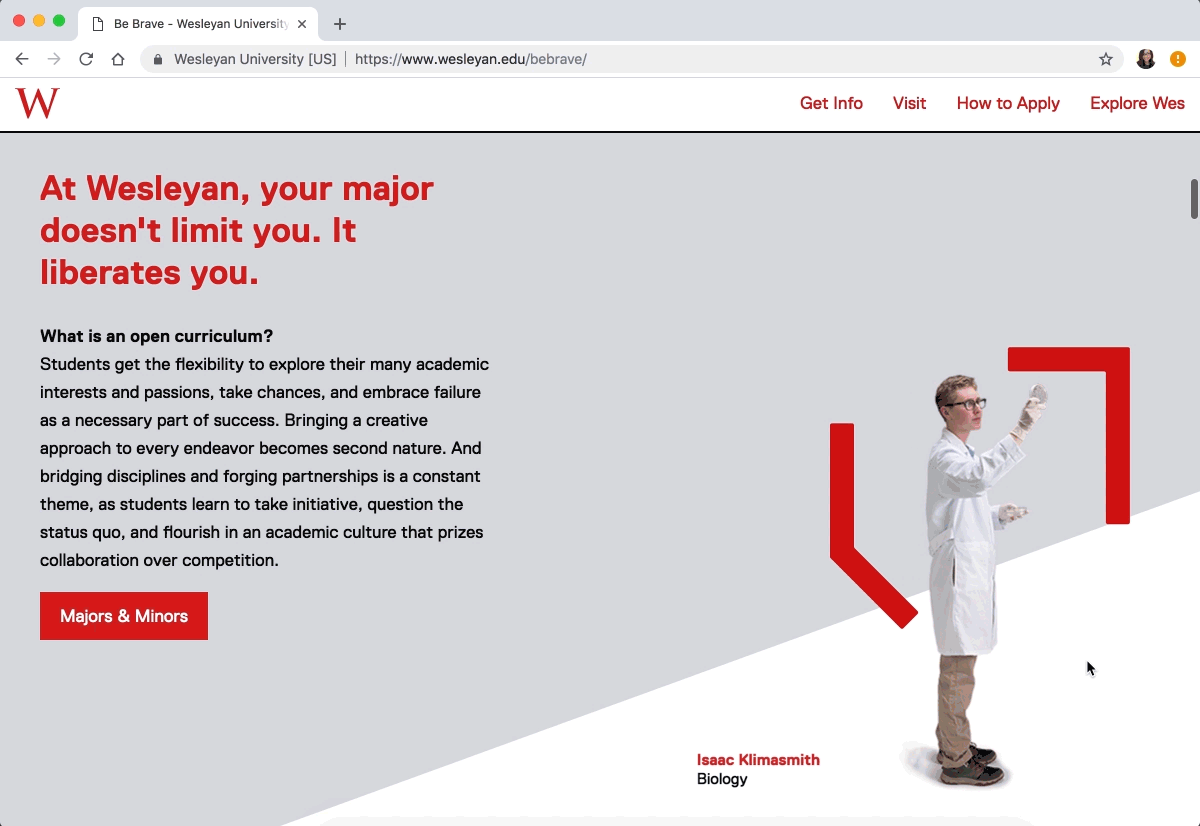 Admissions microsite: Student carousel