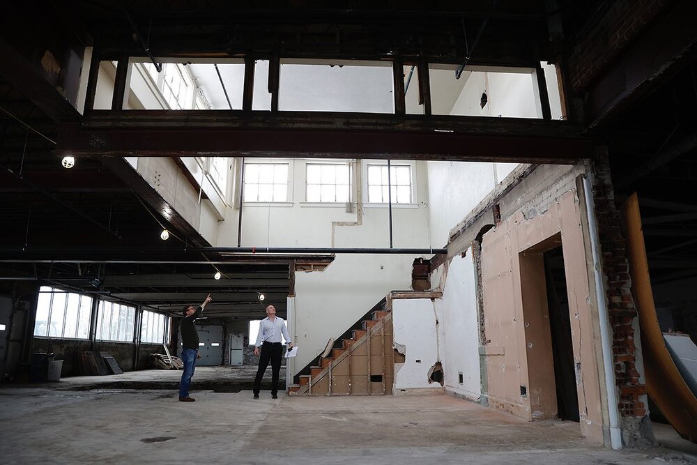 Demolition Complete ✅. Thrilled to be working with Gamble Associates on a second home for Crooked Handle Brewing Company!  We&rsquo;re reusing the original structure of the once-car dealership and adapting it to new uses: beer hall, tap room/event sp