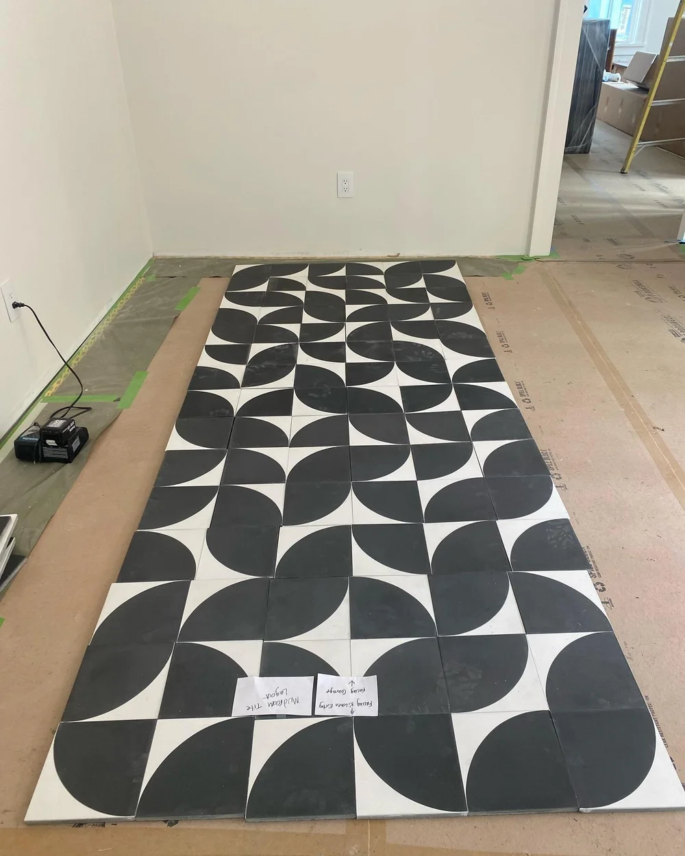Dry fitting tile helps ensure that an intentionally random pattern looks just right #cletile #cementtiles #haabitt #changeyourhaabitts