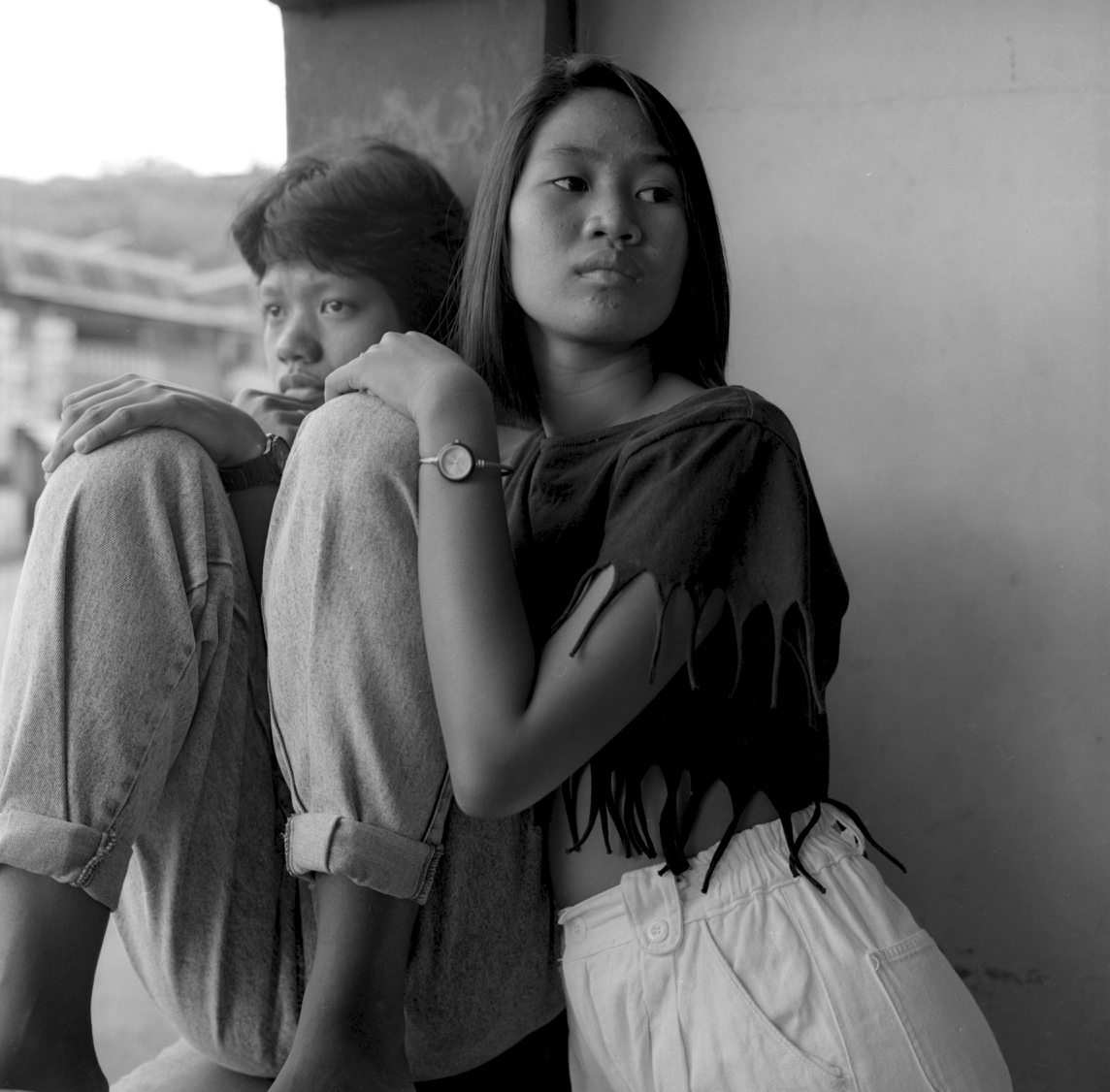 Two Young Women In Bar in Subic City, 1990