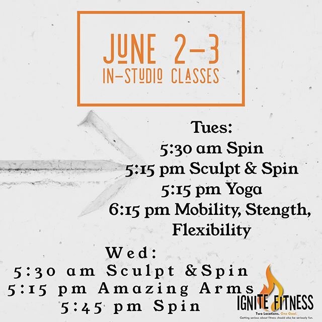 Missing the studio like crazy!? Come see us this week! Here is the Tuesday/ Wednesday line up! Virtual classes are still available online all week too! 🔥🤩✔️