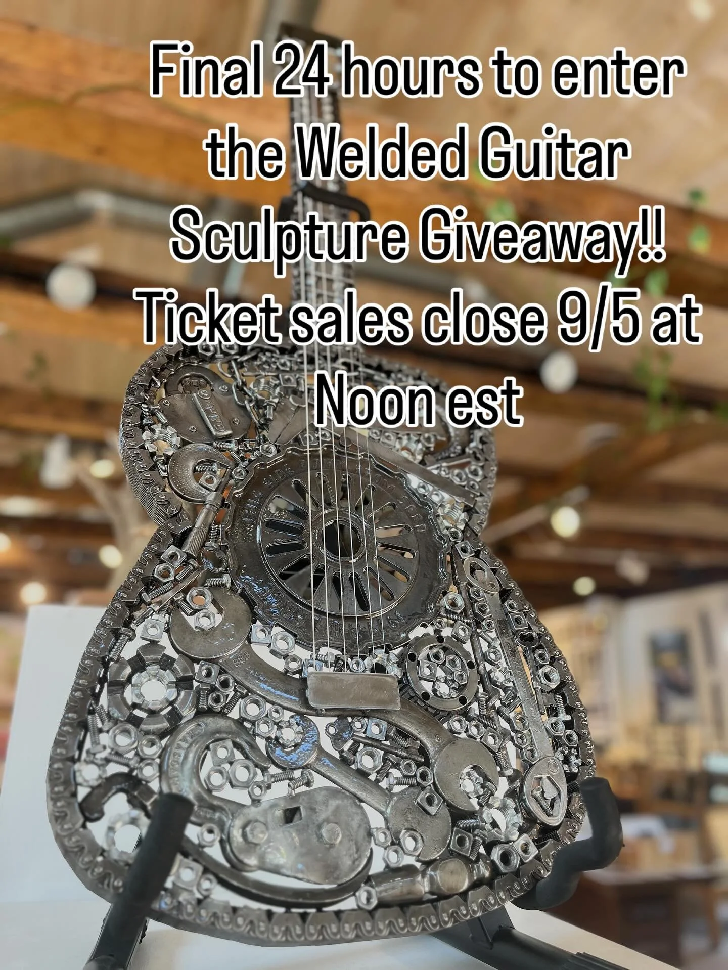 This is it folks! Grab your tickets now and show your support for @themockingbirdfoundation The link is available in our bio. 

https://northwoodgallery.betterworld.org/giveaways/guitar-sculpture