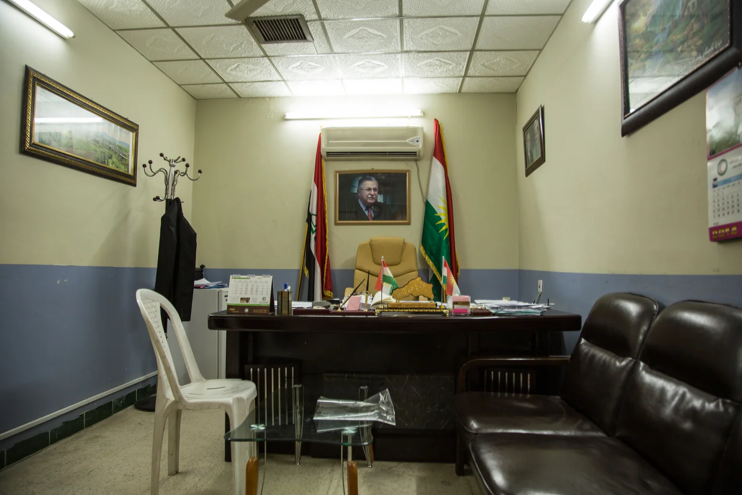 The interior of the Departments of Displacement and Migration (DDM) offices in Sulaymaniyah, Iraq. The DDM is where refugees may apply for asylum. UNHCR says a total of 316, 353 Syrian refugees living in-camp within Iraq as of Oct. 28, 2014. The camp's population is almost entirely of the Yizidi faith- a Kurdish ethnoreligious minority persecuted by certain Sunni Muslims and especially target by ISIL. Oct. 28, 2014