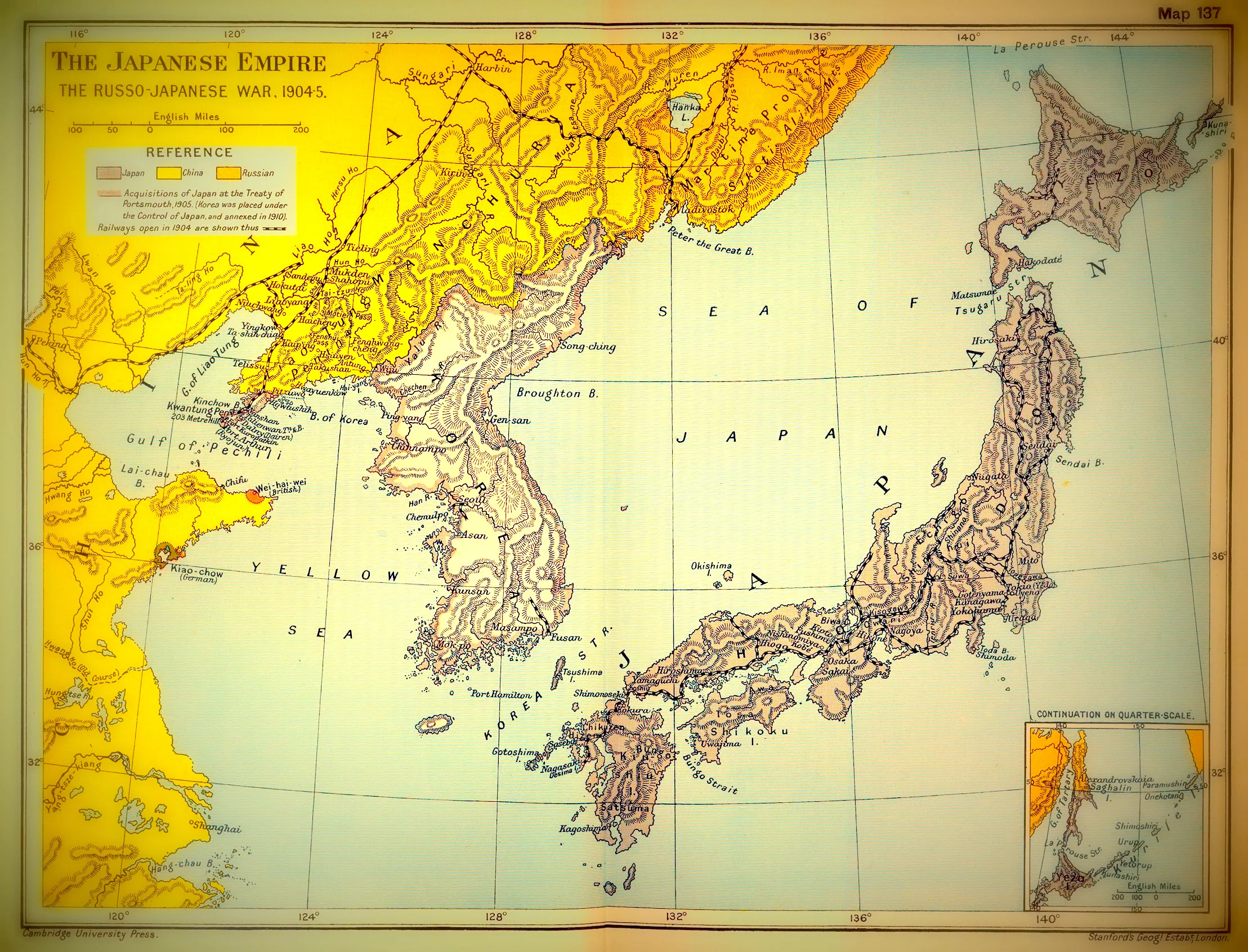 Japanin kartta vuodelta 1904.