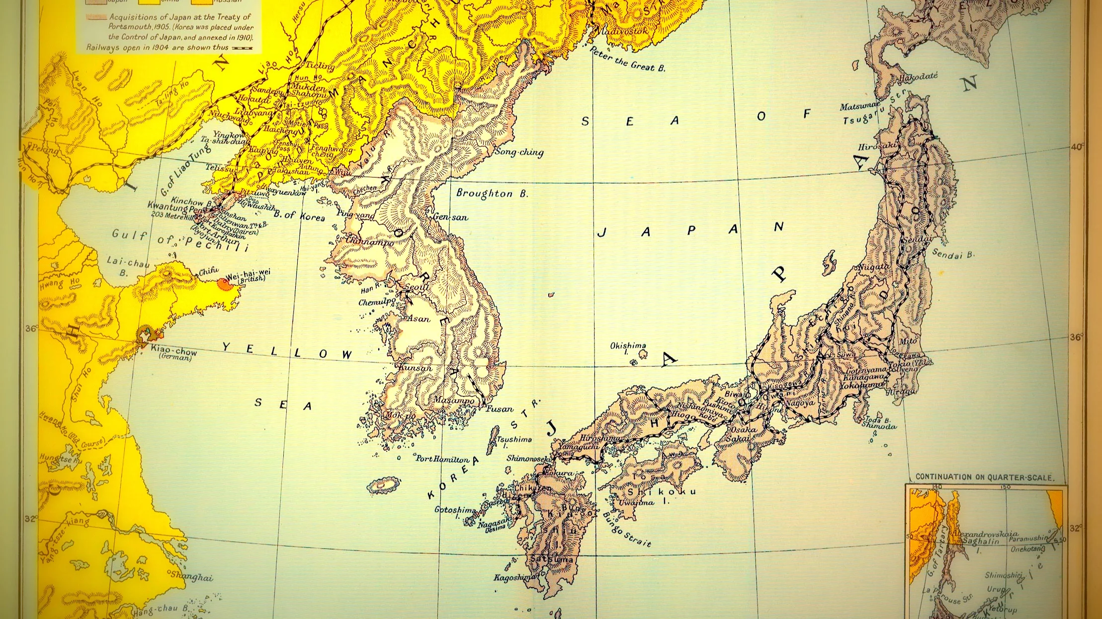 Japanin kartta vuodelta 1904.