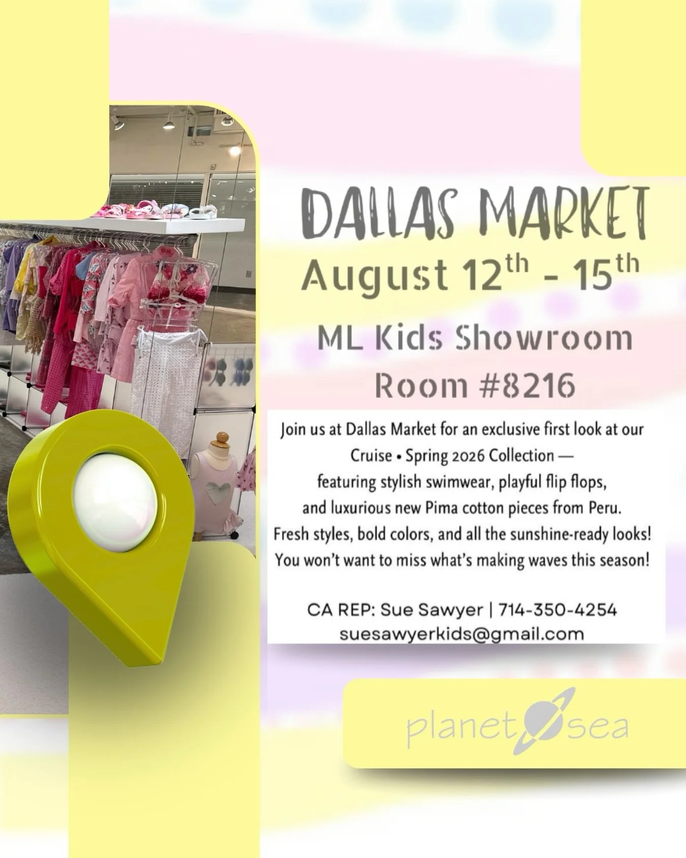 Dallas, we&rsquo;re making waves with something new! 
From August 12&ndash;15, get an exclusive first look at Planet Sea&rsquo;s Cruise &bull; Spring 2026 Collection featuring stylish swimwear, playful flip flops, and luxurious Pima cotton pieces fro
