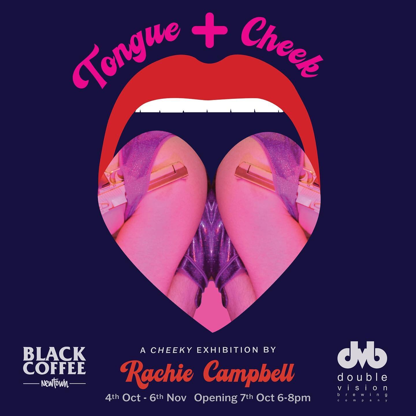 My cheeky solo Tongue + Cheek exhibition 
opens next week @blackcoffeenewtown 
will take you on a trip...  From oil paintings, playboys to moving image the exhibition is a colourful world wind of lips mania &amp; more&hellip;
. Swing by have a peek a