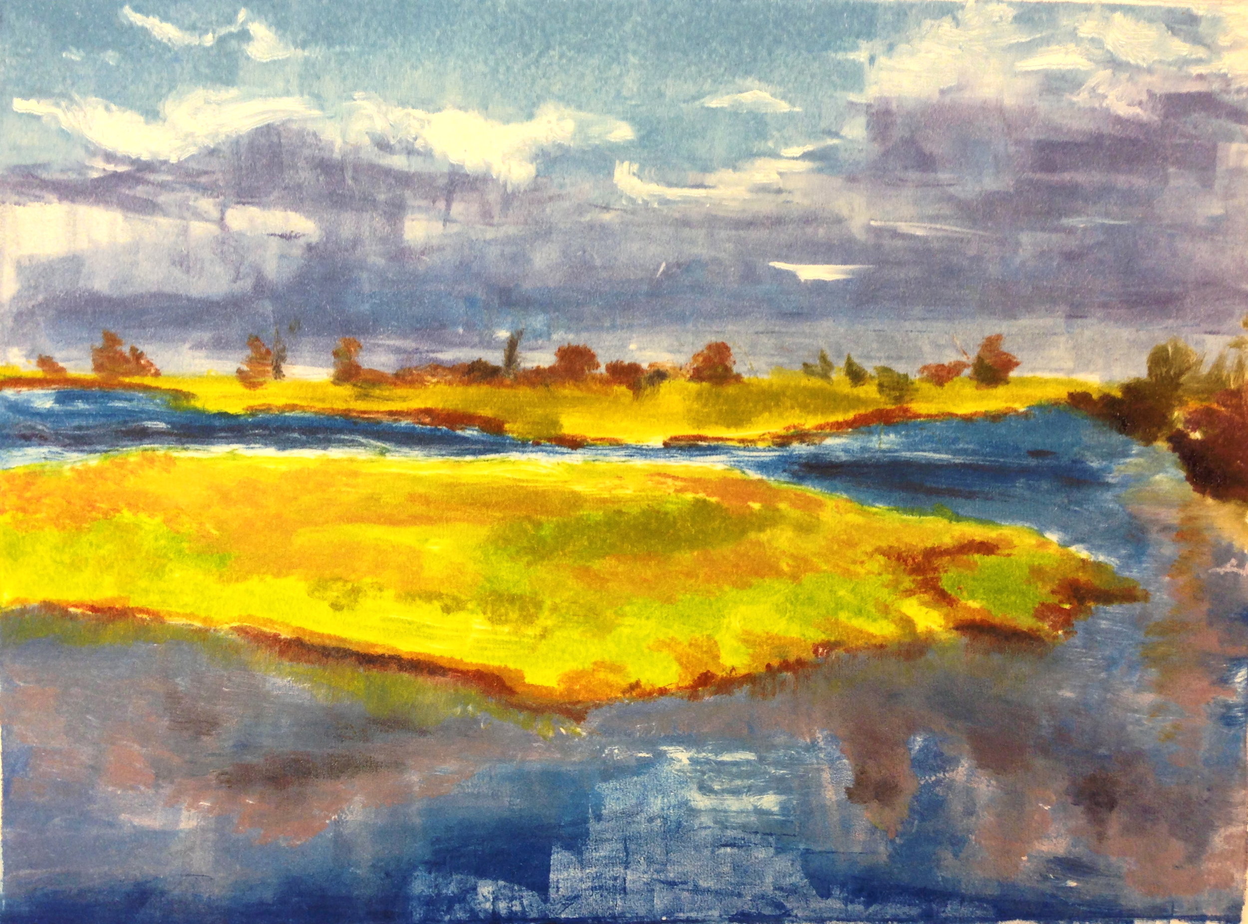   Plumb Island    water based monotype on paper&nbsp;   **SOLD**  