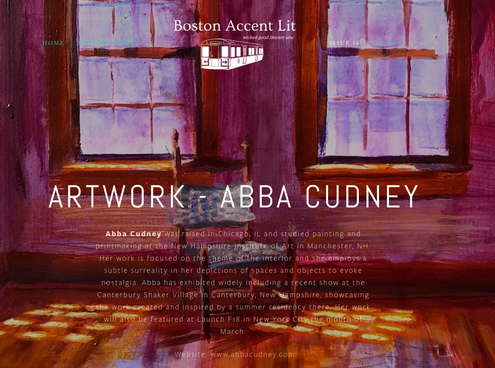 Click the link below to view my submissions in Boston Accent Lit ’s Anniversary Issue http://www.bostonaccentlit.com/cudney2