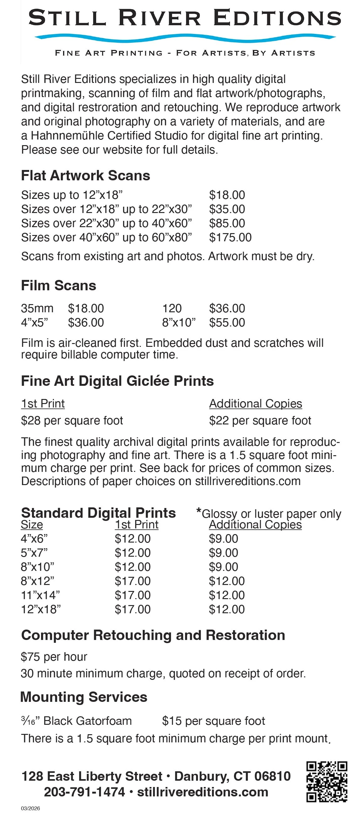 Our Current Price List