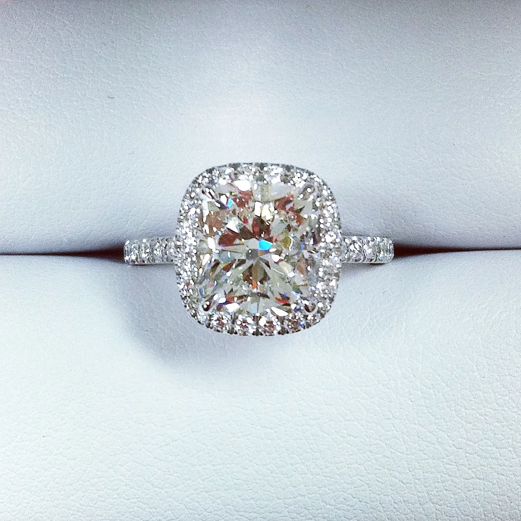 Square Cushion Halo Engagement Ring