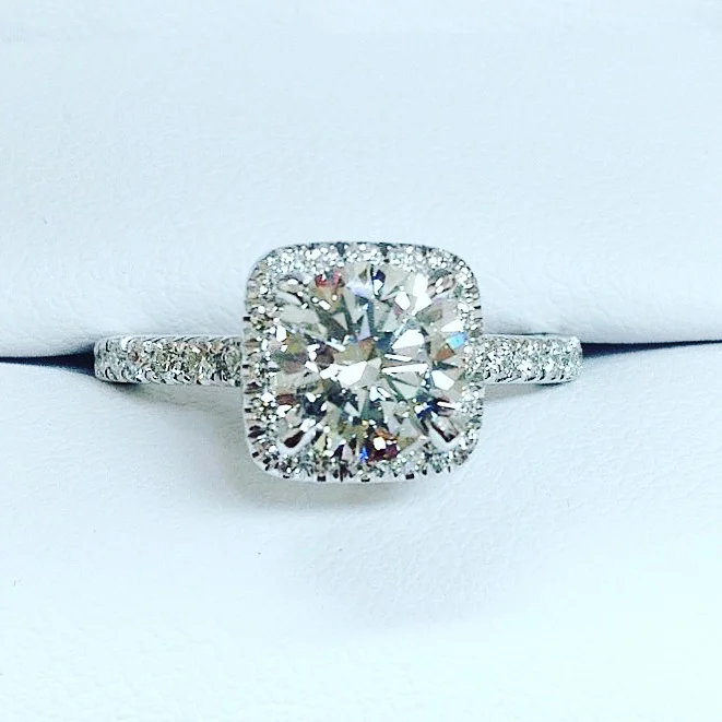 Square Cushion Halo Engagement Ring