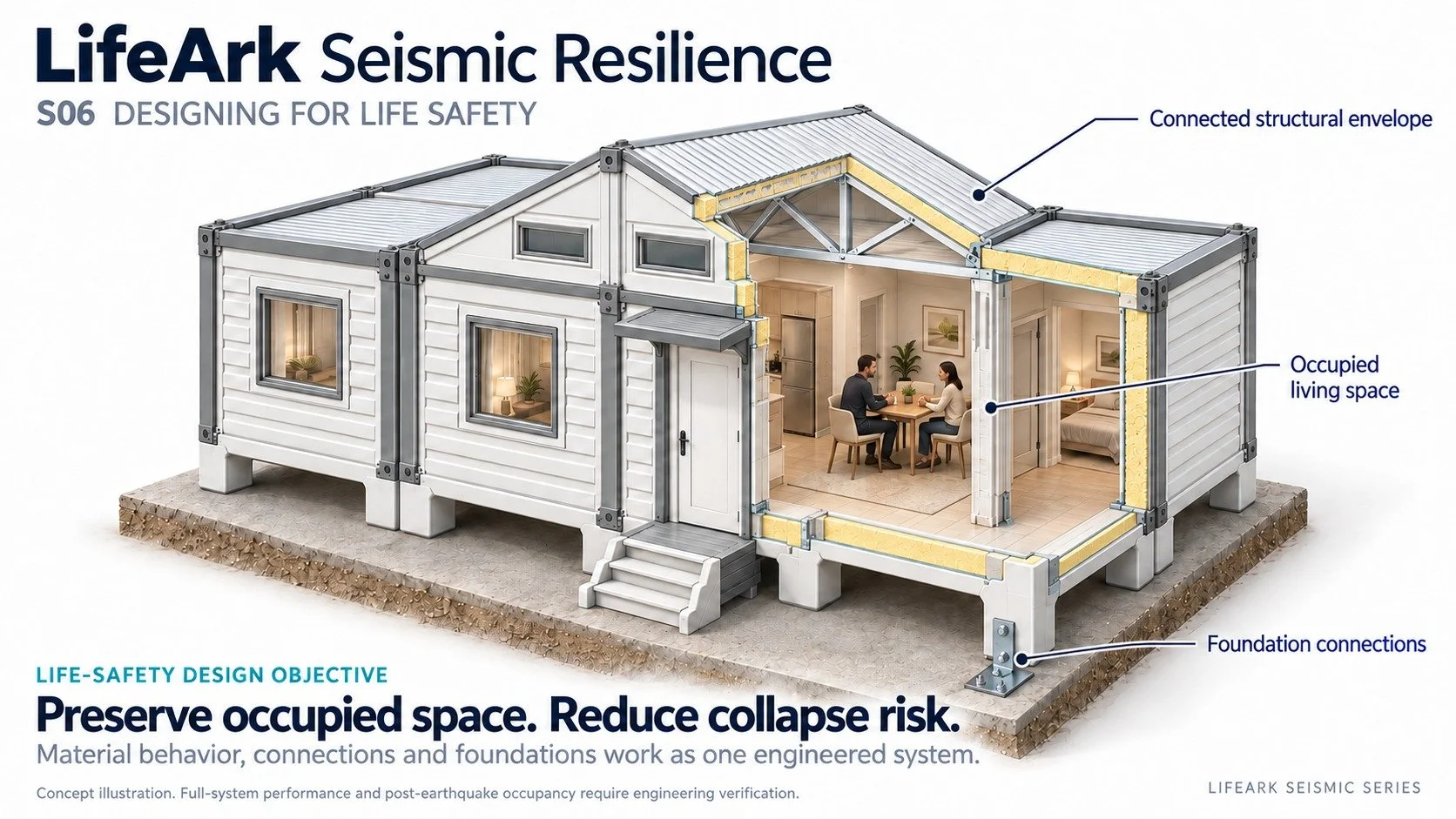  Built-in performance: seismic load path and life-safety design, insulated envelope, fire protection by assembly, coordinated utility connections 