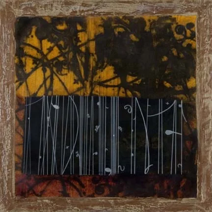 Initializing Barcode II, 2007 xerox transfer, shellac ink, wax and oil on panel 16 x 16 inches. SOLD
