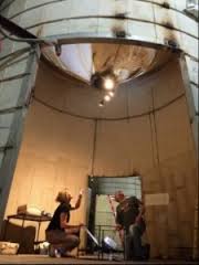 The actual Silos at Sawyer Yards are reserved for site specific juried shows that feature sculpture, installation and performance art. 