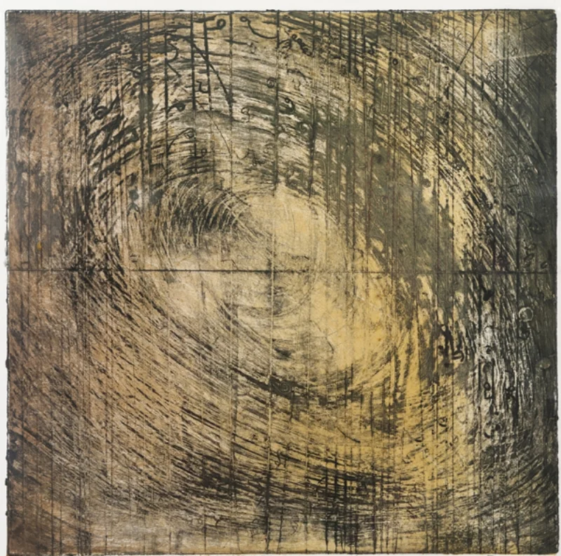 Vortex 1 , encasutic collagraph monotype on paper 20 x 20 inches. Studio Inventory