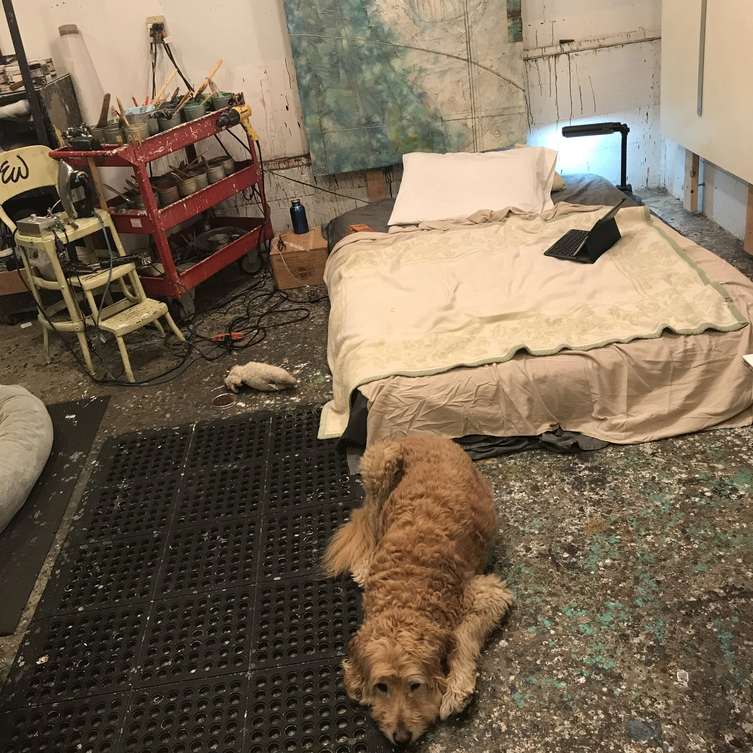 We even slept in the studio below the work in progress for a few nights!