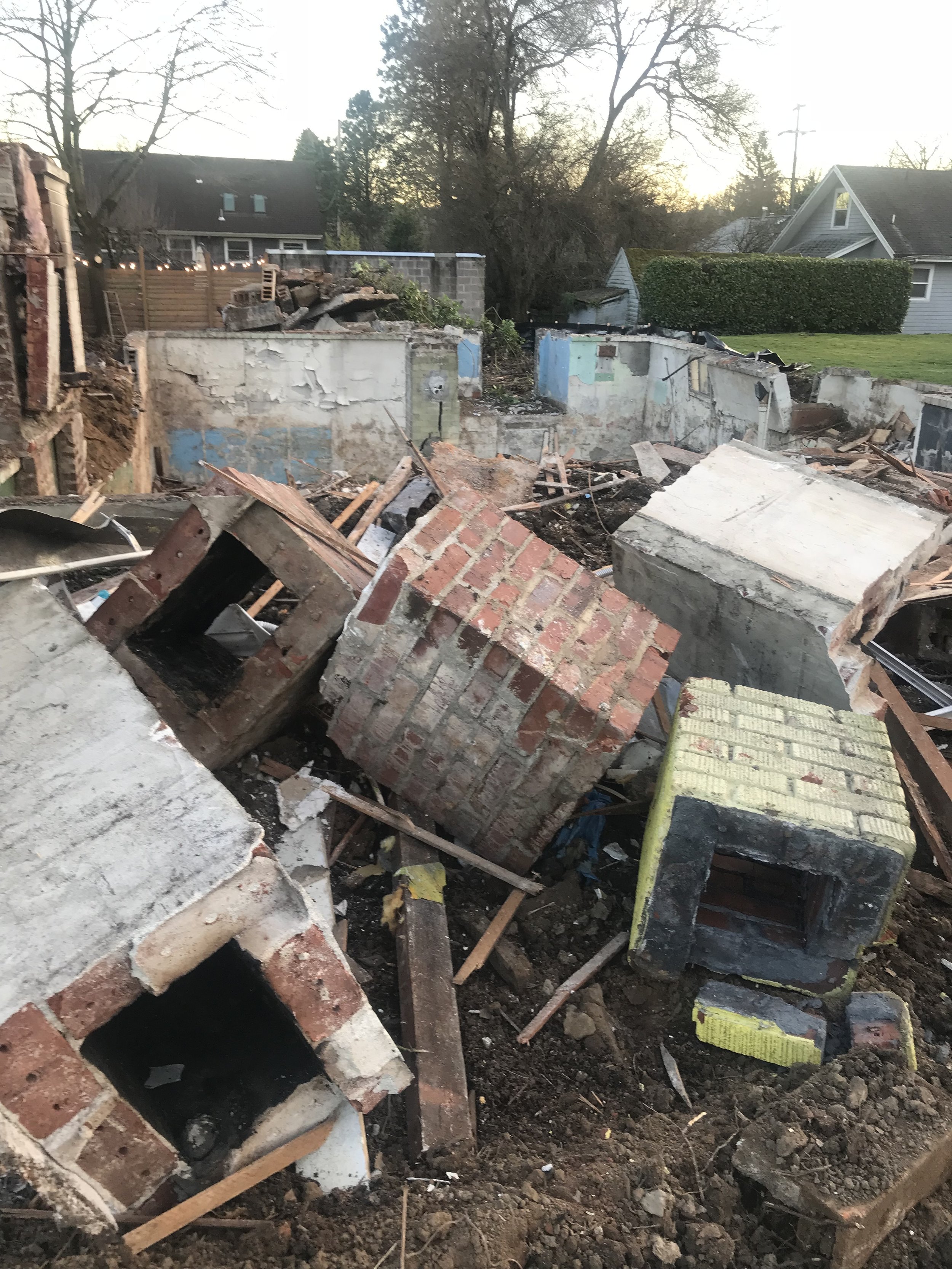 It took a half day to obliterate what remained of Joan. Her house will be replaced with a single family dwelling.
