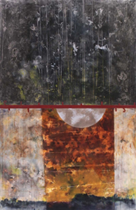 Particle Matrix, 2008 encaustic and oil on panel 52 x 30 inches Private Collection, Portland