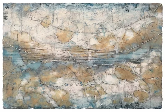 Glacier Topography 2 , encaustic and oil on panel 20 x 30 inches. Private collection, Palm Desert, CA