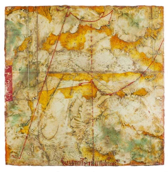 Territory Chart III , encaustic and oil on panel 30 x 30 inches. Private Collection, Houston.