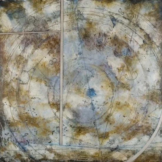 Asteroid Loop, 2007 encaustic and oil on panel 30 x 30 inches Private Collection, Boston