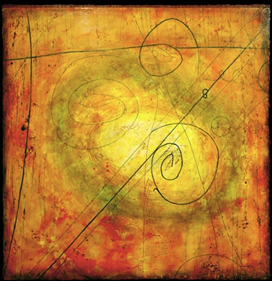 Particle Vortex V, 2010 encaustic and oil on panel 48 x 48 inches Private Collection, Mercer Island, WA