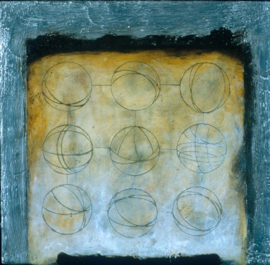Empty Sky 2 , encaustic, xerox transfer and oil on panel 12 x 12 inches Private Collection, Portland