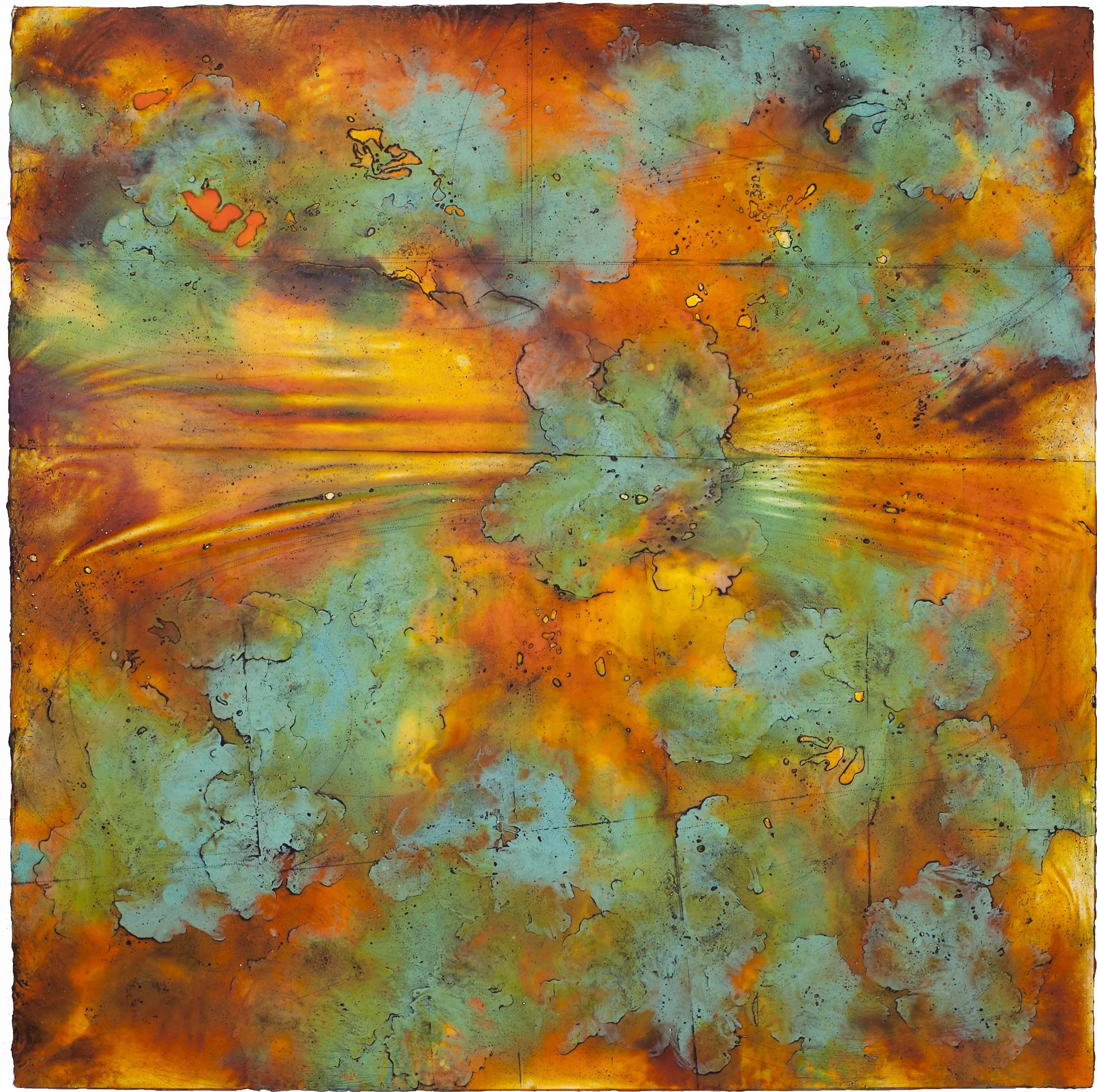 Wave Horizon encaustic and oil on panel 42 x 42 inches SOLD
