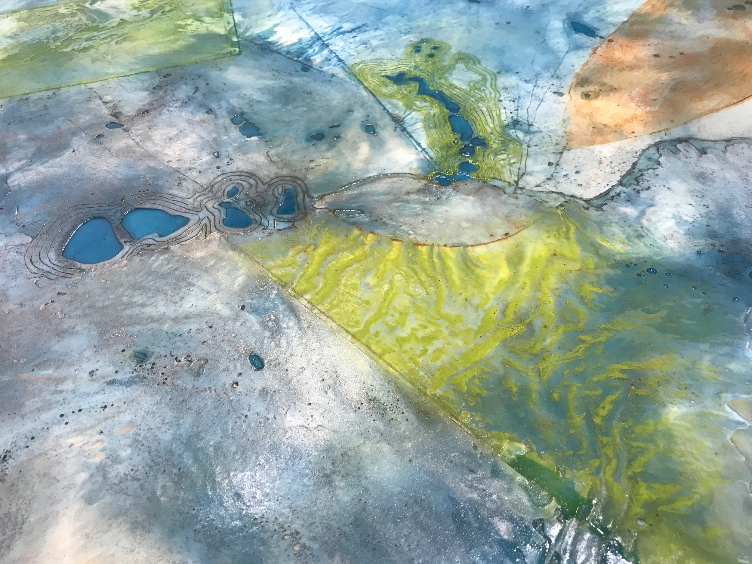 Detail of my 30” x 48” piece: Glacier Meridian