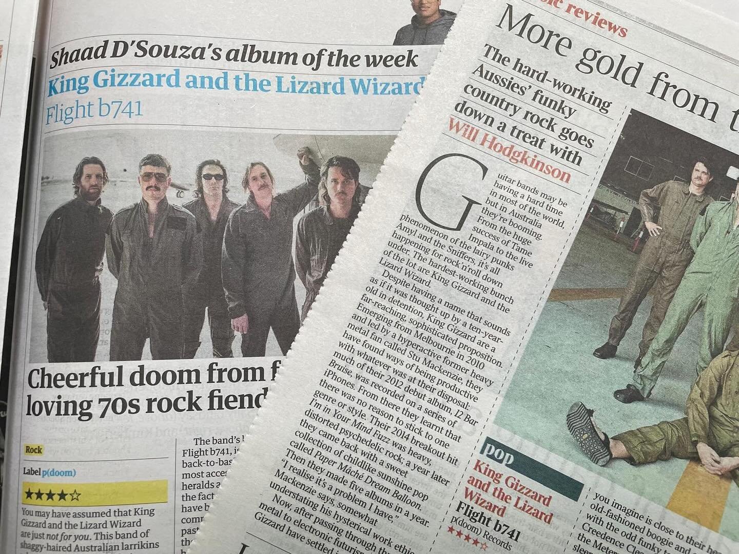 👑🦎 🧙 Some @kinggizzard love this morning for Flight b741 their latest album out today, and first for their own @pdoomrecords Album of the Week slots in both The Guardian and The Times 🙏 @will.hodgkinson and @shaad 👑🦎🧙
