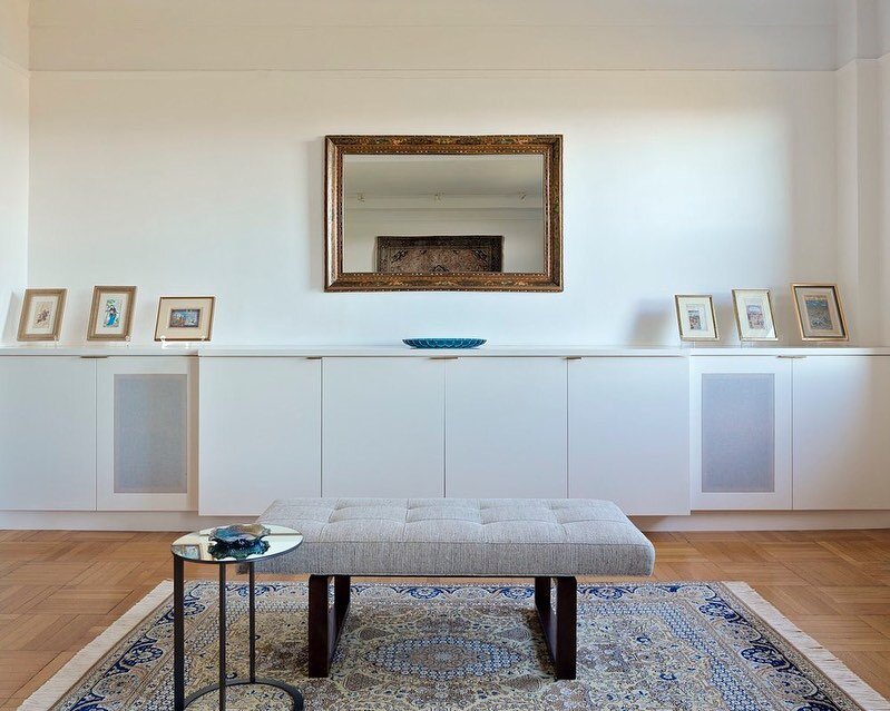 TRANSFORMATION: This custom designed stereo cabinet for our client's encyclopedic collection of classical recordings sets the scene for updated decor in this prewar apartment. Photo: @paulriveraphotography