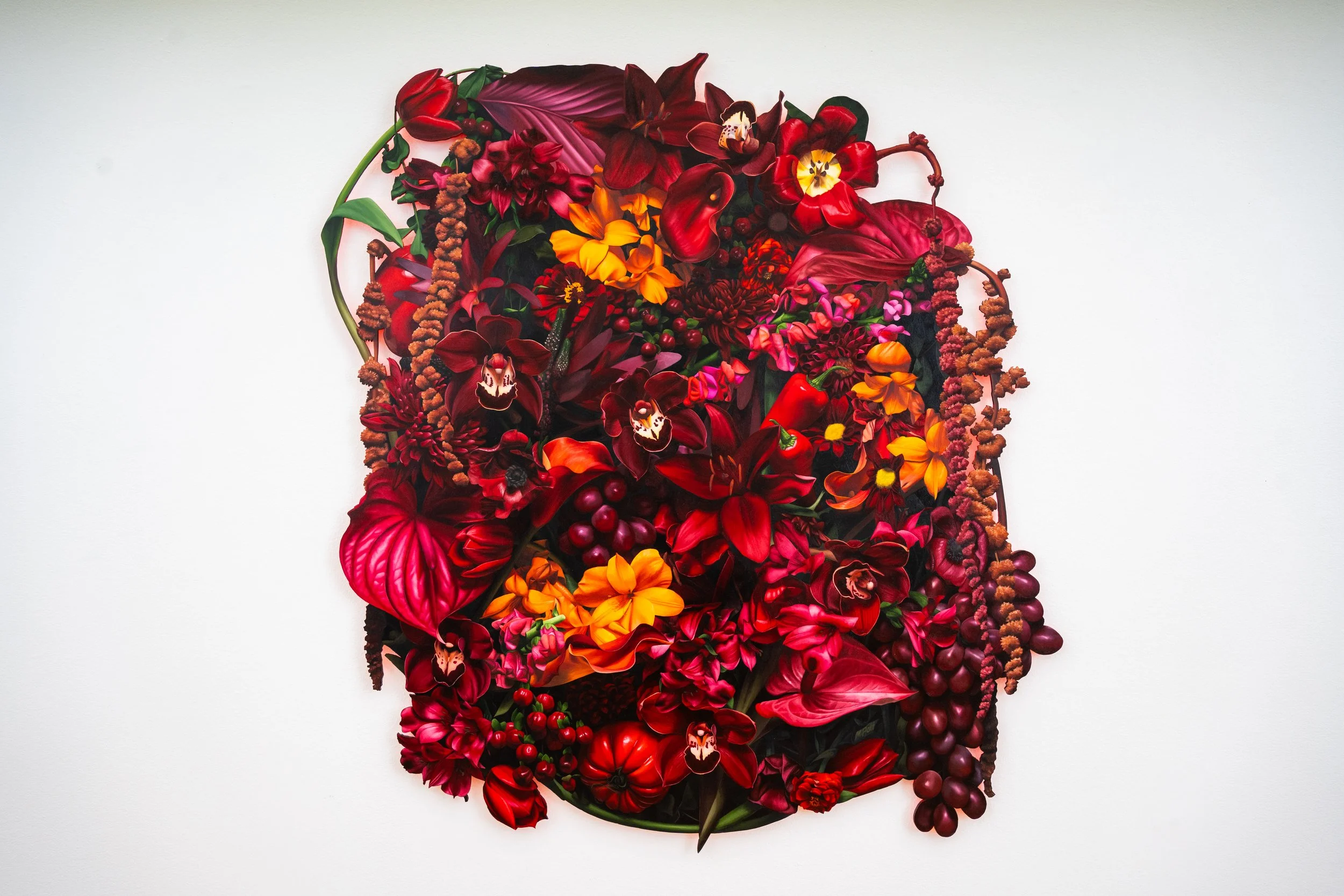 Color Field [Red] with Peppers and Orchids