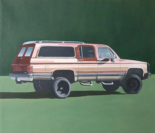 Painting by #ElliotChambers seen in #RoadsideTurbulence, a group exhibition featuring  #SebastionArpaia, #ElliotChambers, and #Andrewstraub held at the Sommwhere Gallery.