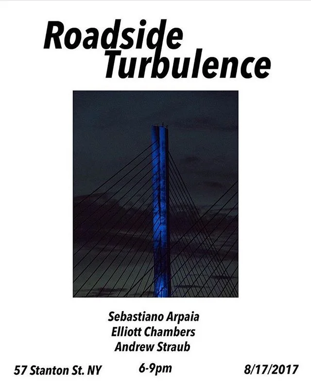 #RoadsideTurbulence, a group exhibition featuring  #SebastionArpaia , #ElliotChambers, #AndrewStraub,  held at the Sommwhere Gallery.
-
Roadside Turbulence: Scenes worthy of depiction along the physical or metaphoric roadside. A point of interest cre