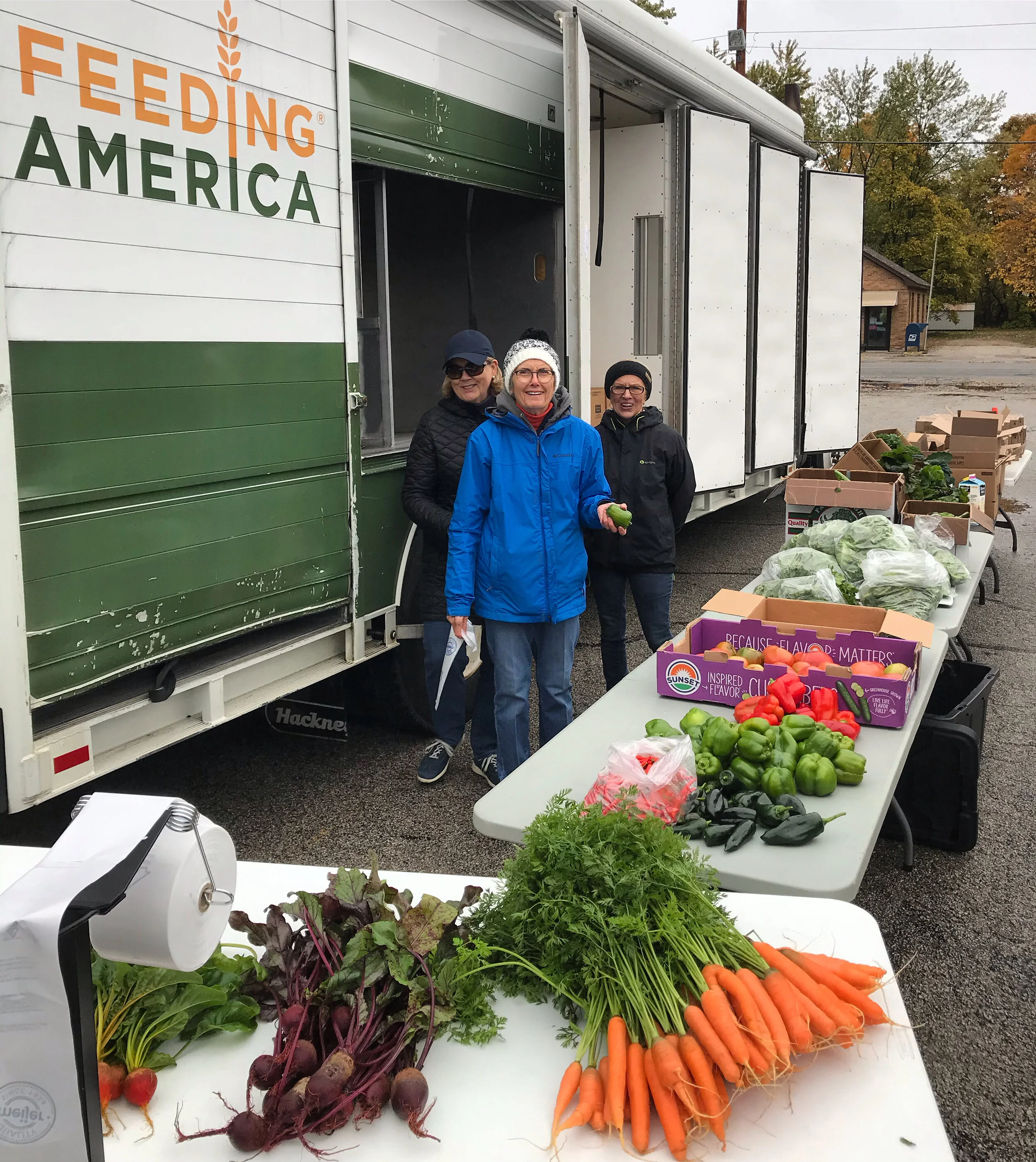  Fall mobile food pantry in New Troy, MI with Feeding America and Church of the Mediator 