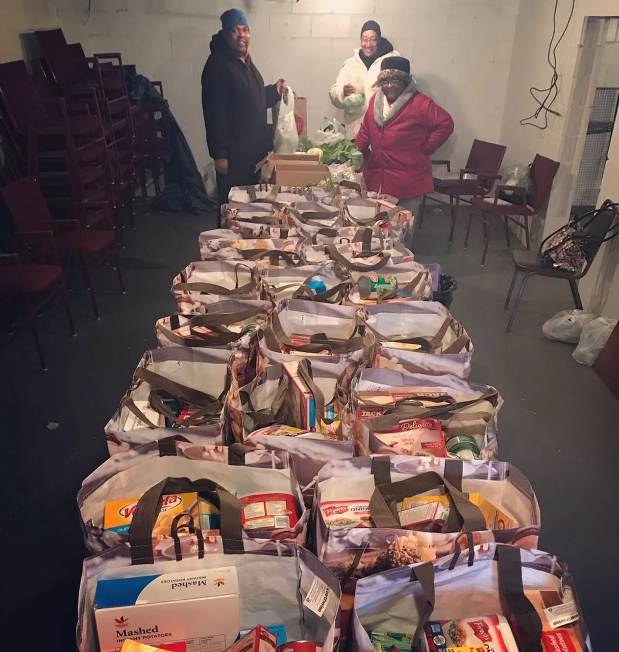  Surplus “Everything But the Turkey” meal bags at Anointed Impact Ministry food pantry in Benton Harbor 